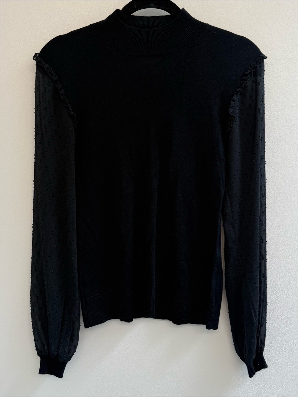 14th & Union Black Puff Sleeve Mock Neck Sweater